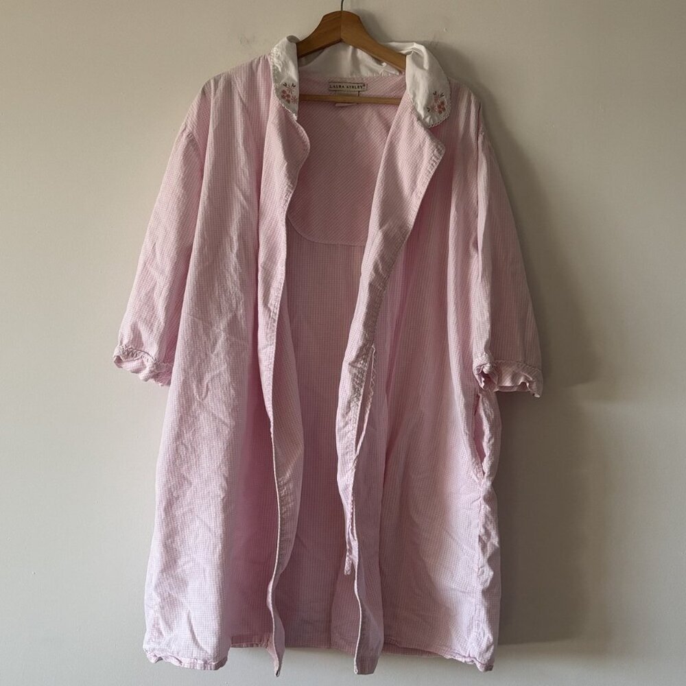 VTG Laura Ashley Womens Nightgown Robe Large Pink  Floral Cottage PJ NO BELT